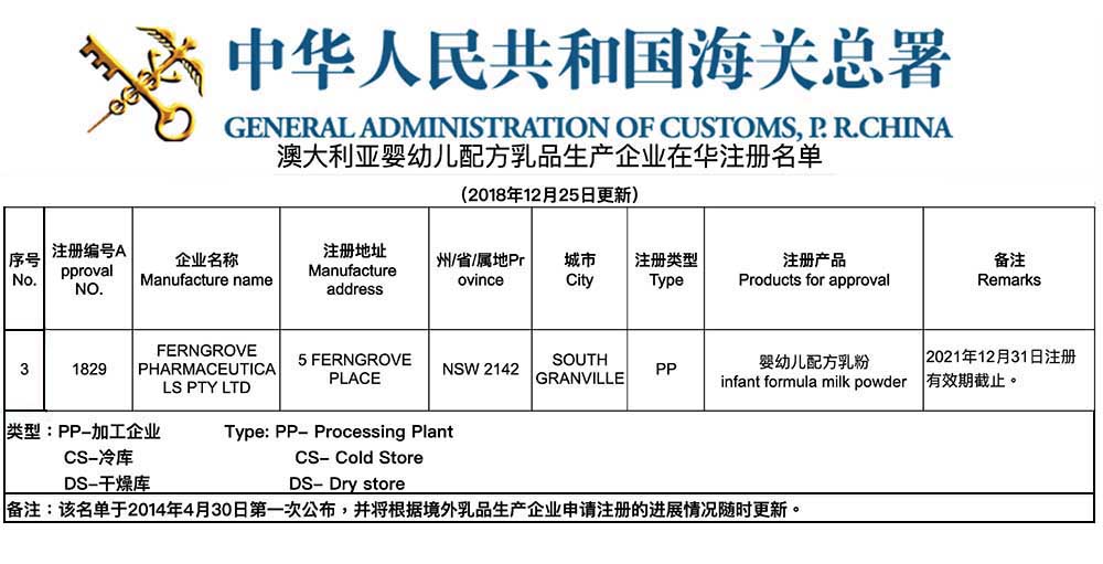 CNCA 婴幼儿配方奶粉