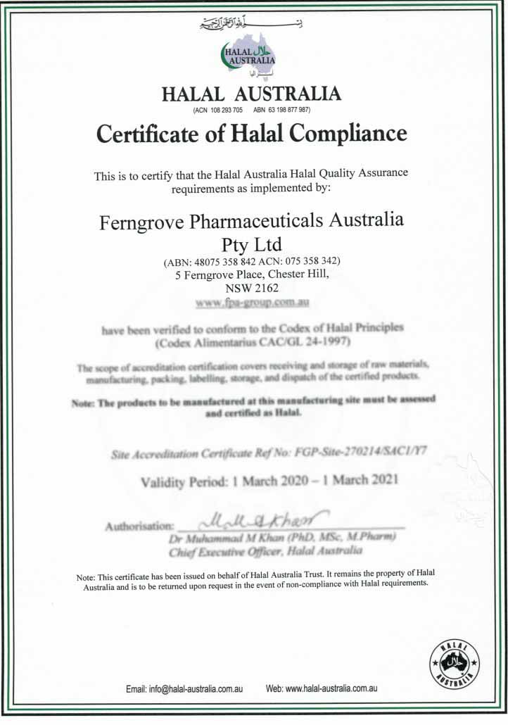 Ferngrove 网站认证的清真食品